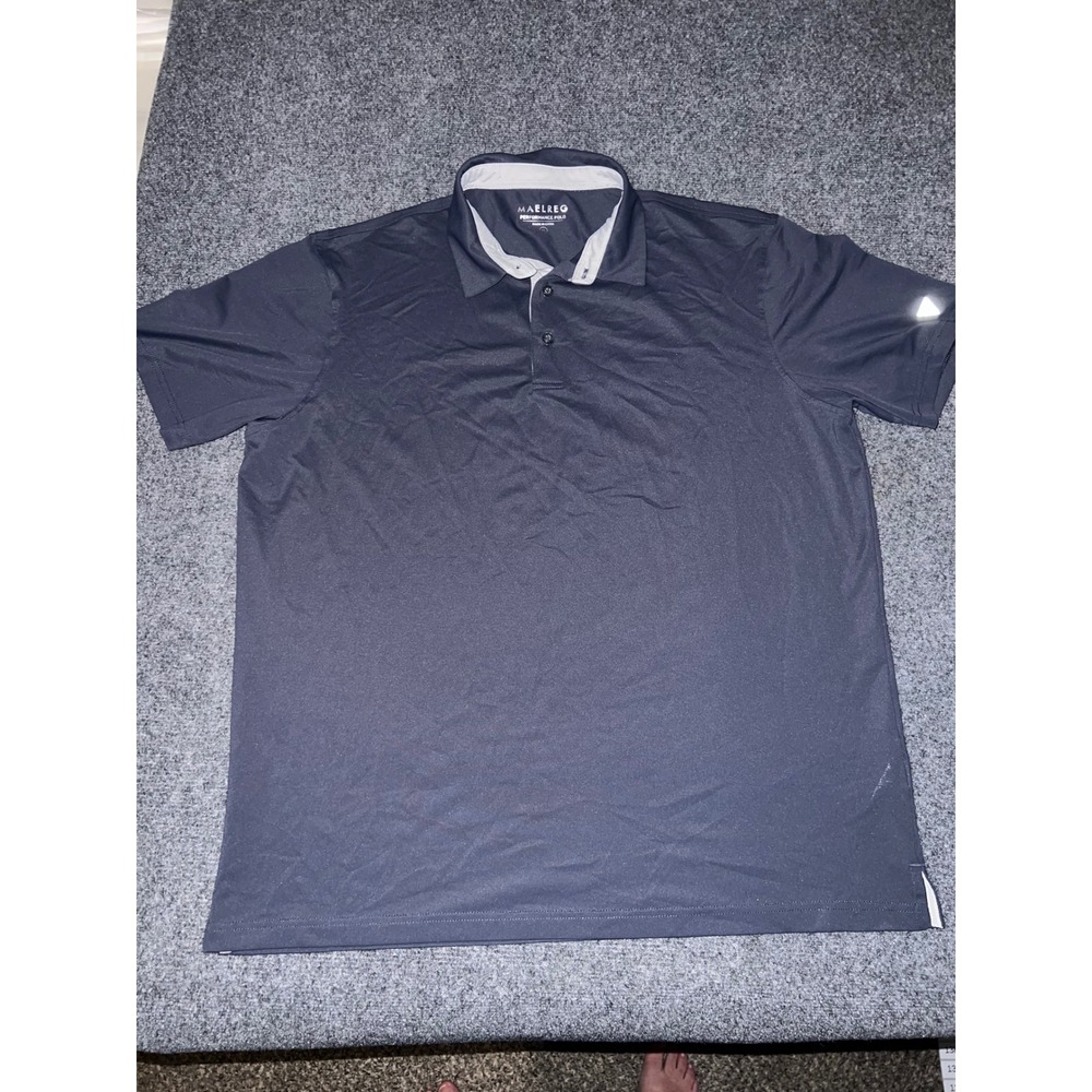 Maelreg Performance Polo Shirt Navy Blue Short Sleeve Mens XL Polyester Spandex